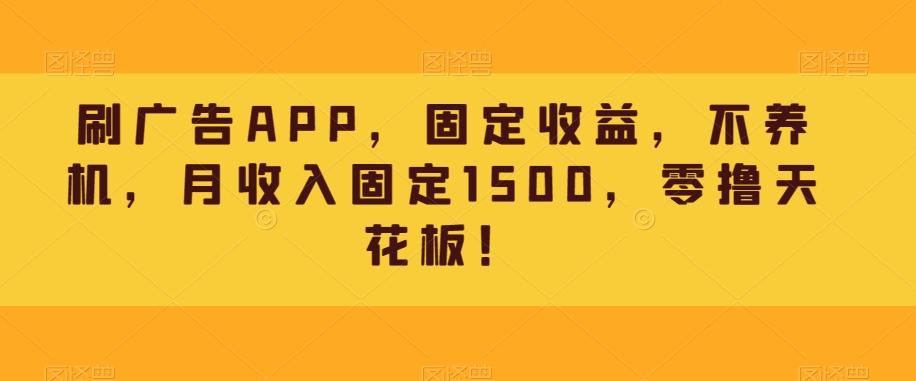 刷广告APP，固定收益，不养机，月收入固定1500，零撸天花板！-全有网创