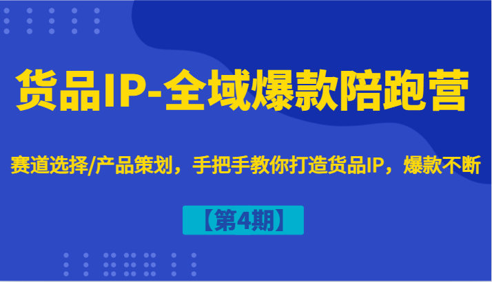 货品IP-全域爆款陪跑营【第4期】赛道选择/产品策划，手把手教你打造货品IP，爆款不断-全有网创
