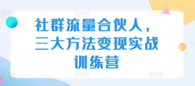 社群流量合伙人，三大方法变现实战训练营-全有网创