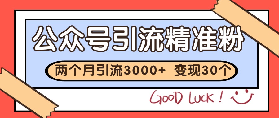 公众号精准粉引流玩法 2个月3000+精准粉 变现30万+-全有网创