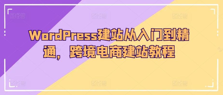 WordPress建站从入门到精通，跨境电商建站教程-全有网创