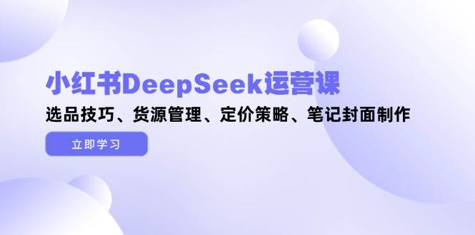 小红书DeepSeek运营课，选品技巧、货源管理、定价策略、笔记封面制作-全有网创