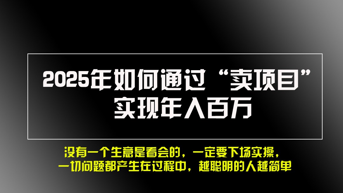 2025年如何通过“卖项目”实现年入百万-全有网创