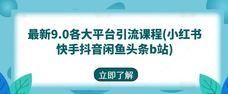 最新9.0各大平台引流课程(小红书快手抖音闲鱼头条b站)-全有网创