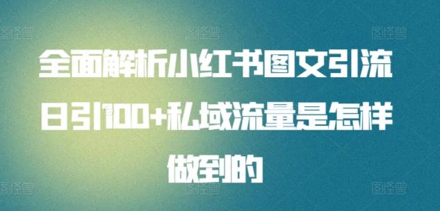 全面解析小红书图文引流日引100+私域流量是怎样做到的【揭秘】-全有网创