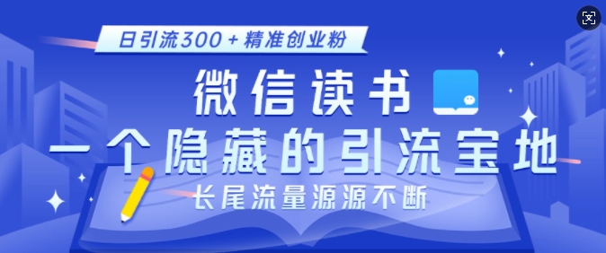 微信读书，一个隐藏的引流宝地，不为人知的小众打法，日引流300+精准创业粉，长尾流量源源不断-全有网创