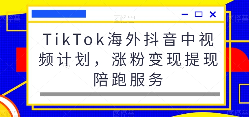 TikTok海外抖音中视频计划，涨粉变现提现陪跑服务-全有网创