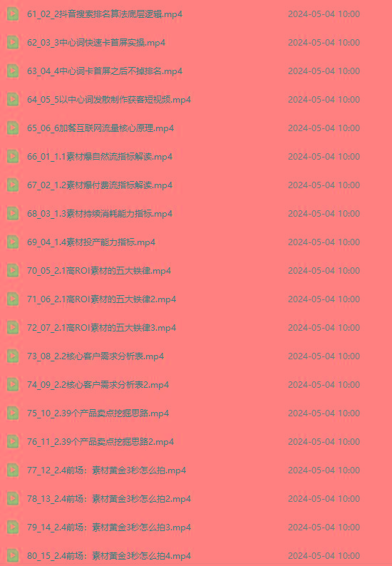 图片[4]-2024单品正价起号，直播素材投流选品：选品课+投流课+素材课+卡首屏/100节-全有网创