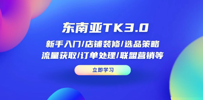 （14208期）东南亚TK3.0：新手入门/店铺装修/选品策略/流量获取/订单处理/联盟营销等-全有网创