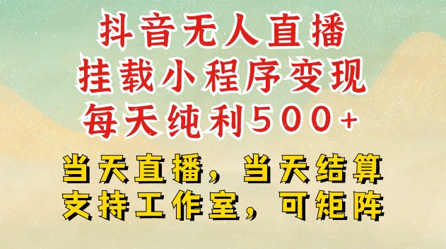 抖音无人直播挂载小程序变现每天纯利500+当天直播,当天结算支持工作室,可矩阵【揭秘】