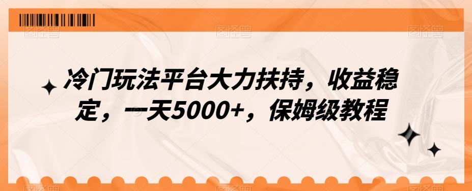 冷门玩法平台大力扶持，收益稳定，一天5000+，保姆级教程（附抖音7天起号法）-全有网创