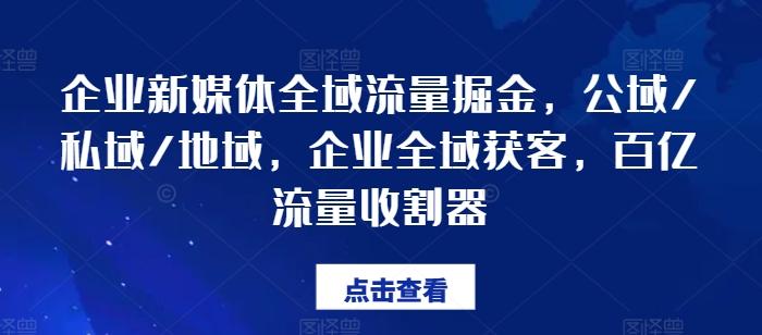 企业新媒体全域流量掘金，公域/私域/地域，企业全域获客，百亿流量收割器-全有网创