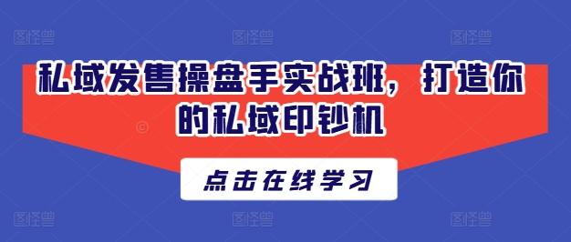 私域发售操盘手实战班，打造你的私域印钞机-全有网创