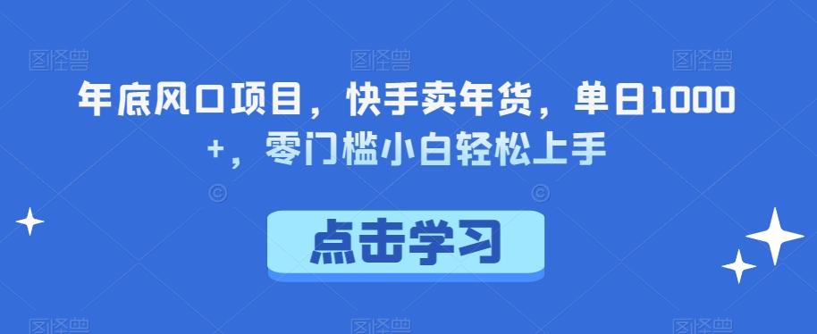 年底风口项目，快手卖年货，单日1000+，零门槛小白轻松上手-全有网创