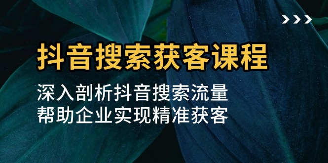 抖音搜索获客课程：深入剖析抖音搜索流量，帮助企业实现精准获客-全有网创
