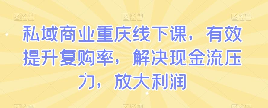 私域商业重庆线下课，有效提升复购率，解决现金流压力，放大利润-全有网创