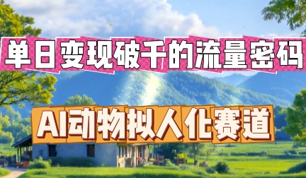 单日变现破k的流量密码，AI动物拟人化赛道-全有网创