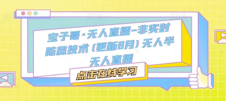 宝子哥·无人直播-非实时防风技术(更新11月)无人半无人直播-全有网创