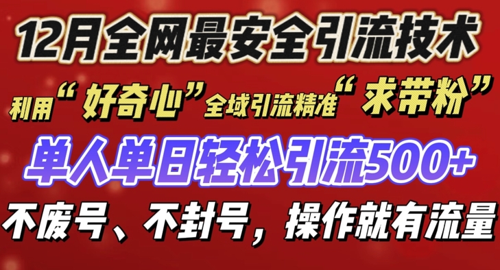 12 月份全网最安全引流创业粉技术来袭，不封号不废号，有操作就有流量【揭秘】-全有网创