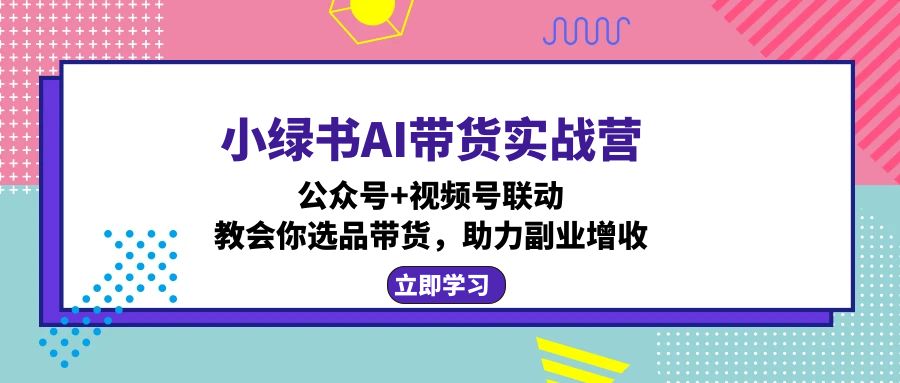 小绿书AI带货实战营：公众号+视频号联动，教会你选品带货，助力副业增收-全有网创