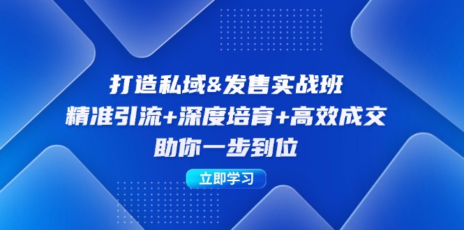 打造私域&发售实操班：精准引流+深度培育+高效成交，助你一步到位-全有网创