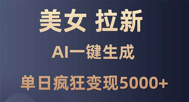 美女暴力拉新，通过AI一键生成，单日疯狂变现5000+，纯小白一学就会！-全有网创