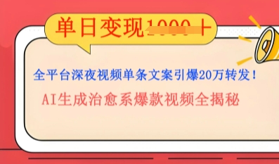 全平台深夜文案新风口：DeepSeek生成百万播放量金句，治愈系内容涨粉速度快4倍-全有网创