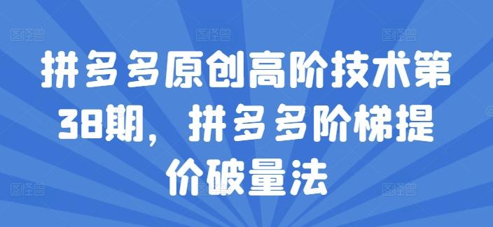 拼多多原创高阶技术第38期，拼多多阶梯提价破量法-全有网创