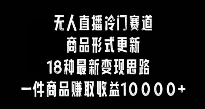 无人直播冷门赛道，商品形式更新，18种变现思路，一件商品赚取收益10000+【揭秘】-全有网创