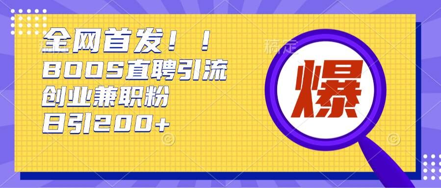 通过Boss直聘，每天轻松钓到200+多条创业大鱼的秘籍【揭秘】-全有网创