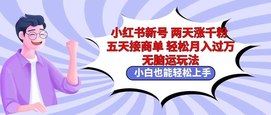 小红书新号两天涨千粉五天接商单轻松月入过万 无脑搬运玩法 小白也能轻…-全有网创