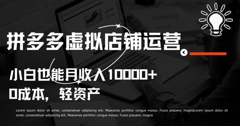 拼多多虚拟店铺运营小白也能月收入10000+【揭秘】-全有网创