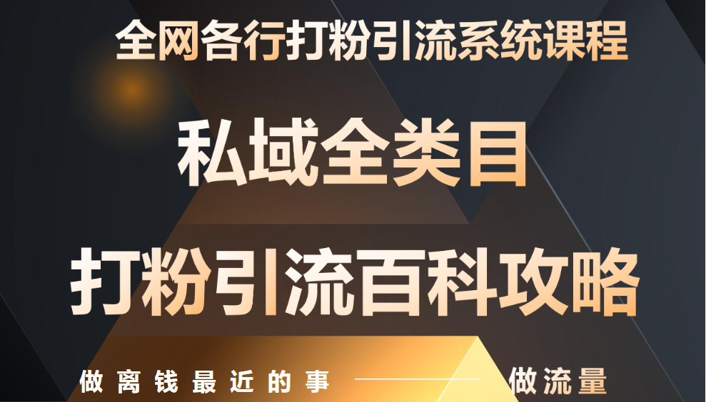 月入9万：全网唯一私域打粉引流神课，零基础手把手带你引流变现-全有网创
