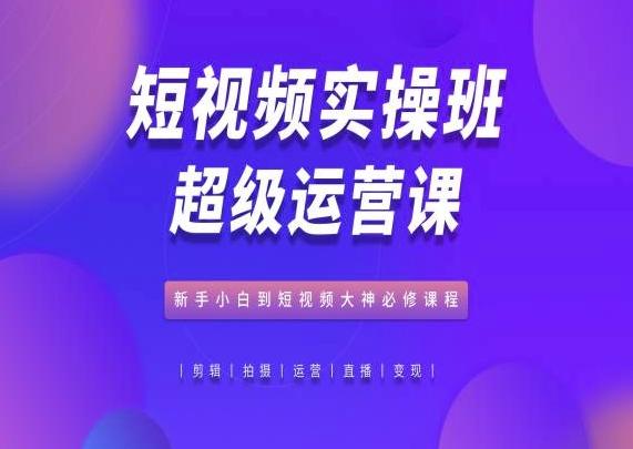 短视频实操班超级运营课，新手小白到短视频大神必修课程-全有网创