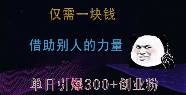 仅需一块钱，借助别人的力量，单日引爆300+创业粉、兼职粉【揭秘】-全有网创
