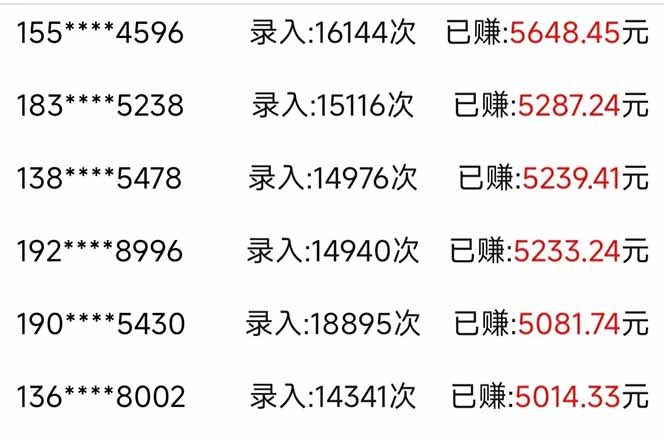 信息录入，几秒一单，只需一部手机，小白轻松上手，日入500＋-全有网创