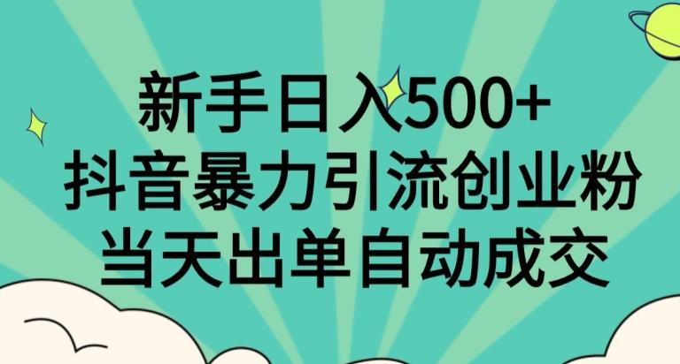 新手日入500+,抖音暴力引流创业粉,当天出单自动成交