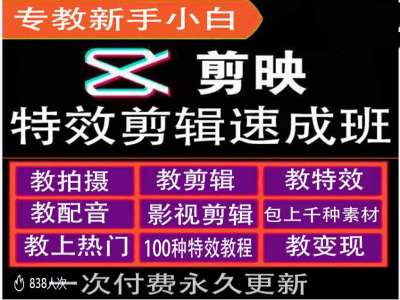剪映特效教程和运营变现教程,特效剪辑速成班,专教新手小白-全有网创