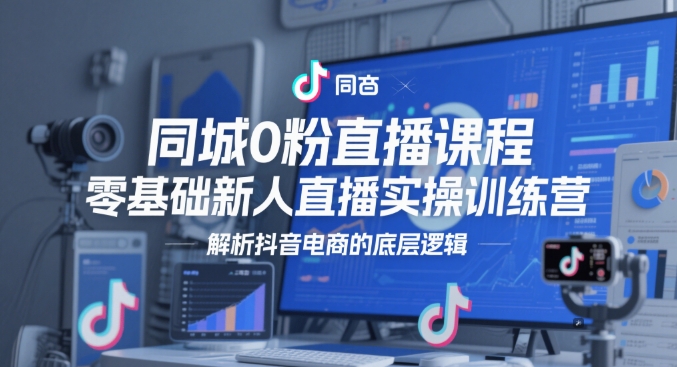 同城0粉直播课程，零基础新人直播实操训练营，解析抖音电商的底层逻辑-全有网创