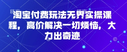 淘宝付费玩法无界实操课程，高价解决一切烦恼，大力出奇迹-全有网创