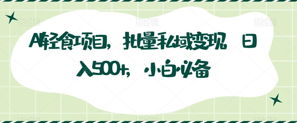 AI轻食项目，批量私域变现，日入500+，小白必备-全有网创