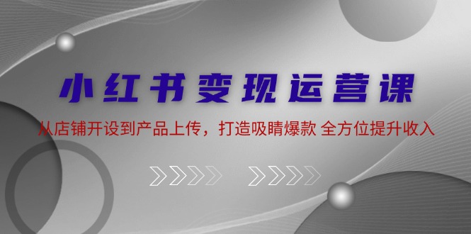 小红书变现运营课：从店铺开设到产品上传，打造吸睛爆款 全方位提升收入-全有网创
