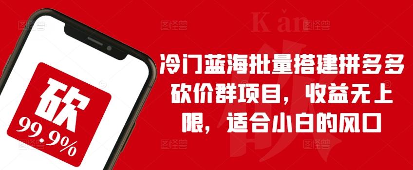 冷门蓝海批量搭建拼多多砍价群项目，收益无上限，适合小白的风口【揭秘】-全有网创