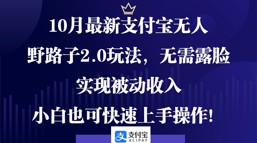 10月最新支付宝无人野路子2.0玩法，无需露脸，实现被动收入，小白也可…-全有网创