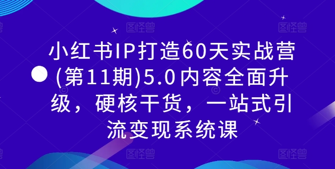 小红书IP打造60天实战营(第11期)5.0​内容全面升级，硬核干货，一站式引流变现系统课-全有网创