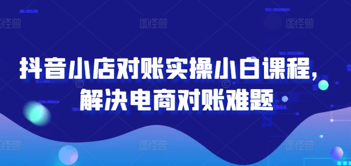 抖音小店对账实操小白课程，解决电商对账难题-全有网创