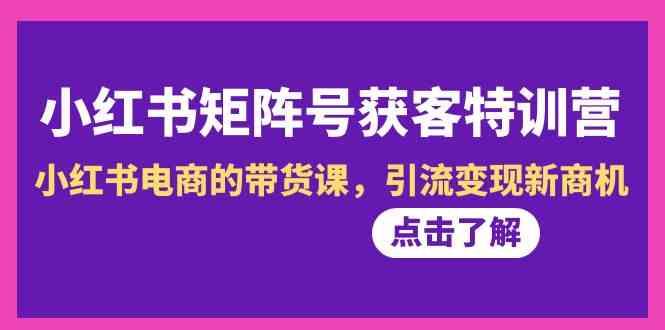 图片[1]-小红书矩阵号获客特训营-第10期，小红书电商的带货课，引流变现新商机-全有网创