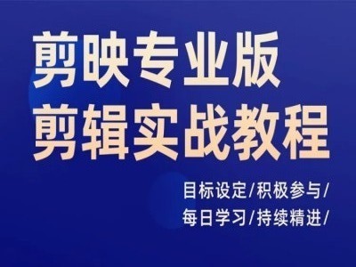 剪映专业版剪辑实战教程，目标设定/积极参与/每日学习/持续精进-全有网创