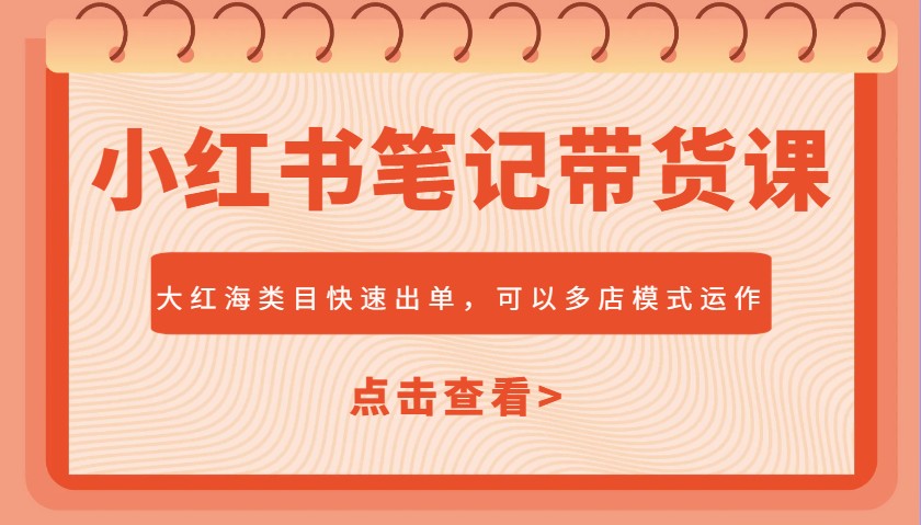 小红书笔记带货课，大红海类目快速出单，市场大，可以多店模式运作(更新)-全有网创