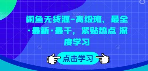 闲鱼无货源-高级班，最全·最新·最干，紧贴热点 深度学习-全有网创